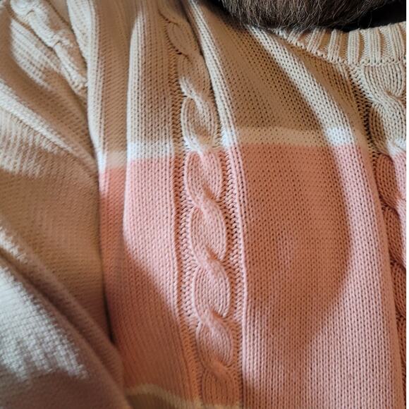Vintage 90s Damon Pastel Stripe Cable Knit Sweater Mens 2XLT Fisherman Heritage - Picture 9 of 10
